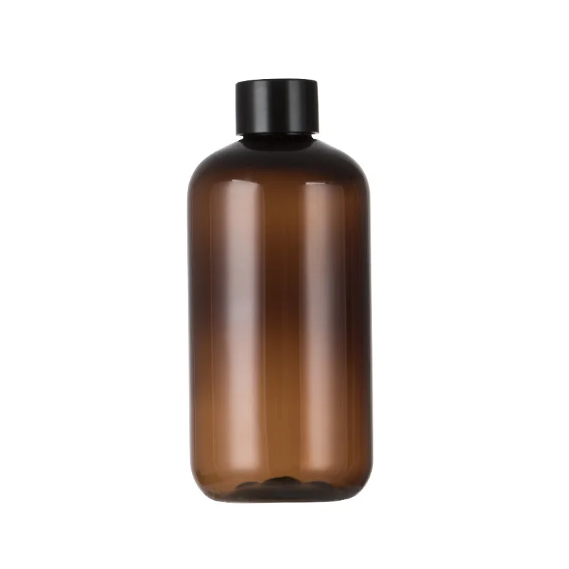 10Pcs/Lot Amber PET Bottle Brown Color Bottle Flat Shoulder Plastic Bottle Cosmetic Packaging Bottle With Screw Cap / Plug