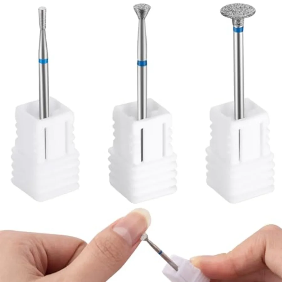 

3PCS Nail Drill Bits for Acrylic Nails, Diamond Nail Bits, Manicure Grinding Head Tools for Nail Art