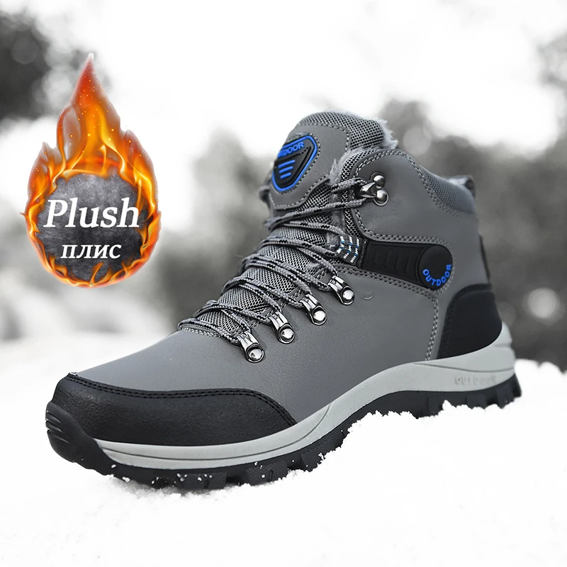 Men's Snow Boots 2025 Winter Warm Comfortablemen Hiking Shoes Anti Slip Sports Shoes Waterproof Hiking Boots Wear-resistant
