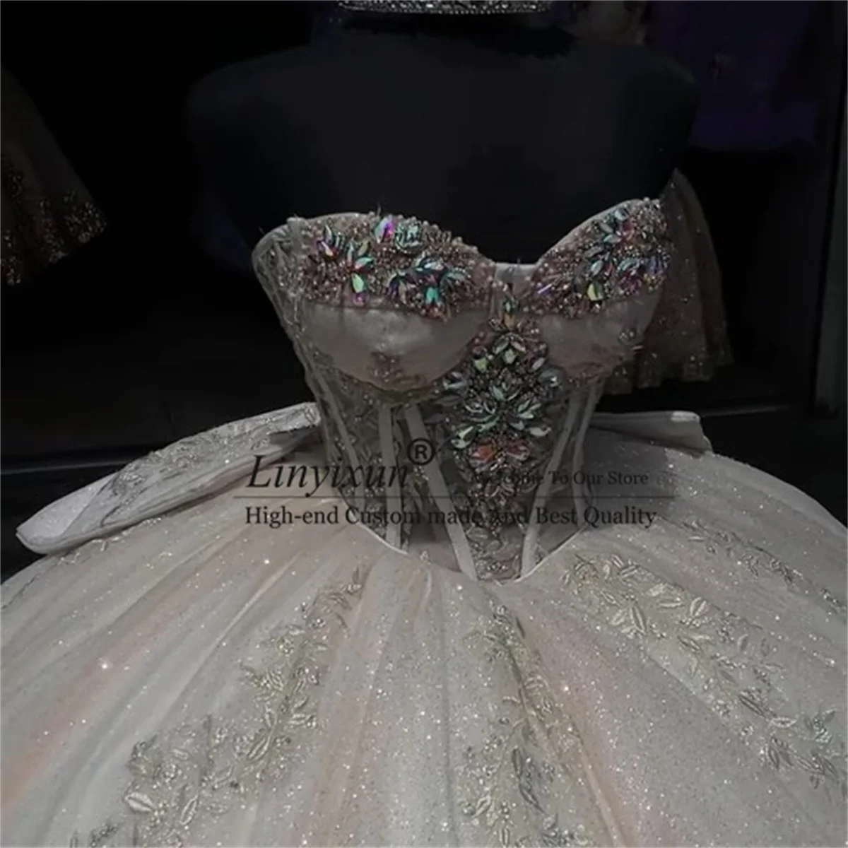 Off The Shoulder Tulle Cape Ball Gown Quinceanera Dress Champagne Long Train Corset Wedding Dresses Sweet 16 Vestidos De 15 Años