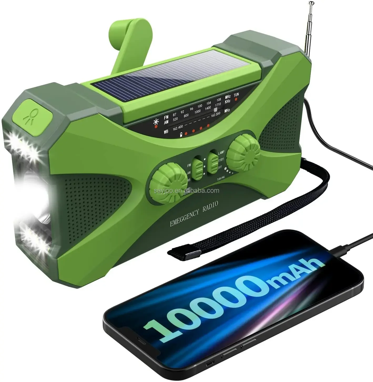 Emergency Radio Solar Cellphone Charger with Solar Panel Radio Solar Charger Hand Crank Radio 10000mah