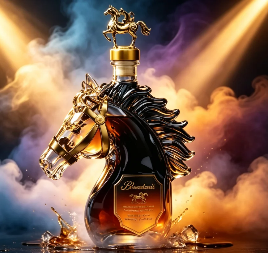 Exquisite Horse Head Whiskey Decanter Bottle Thickened High Borosilicate Glass for Alcohol Storage Bar Counter Decorative Item