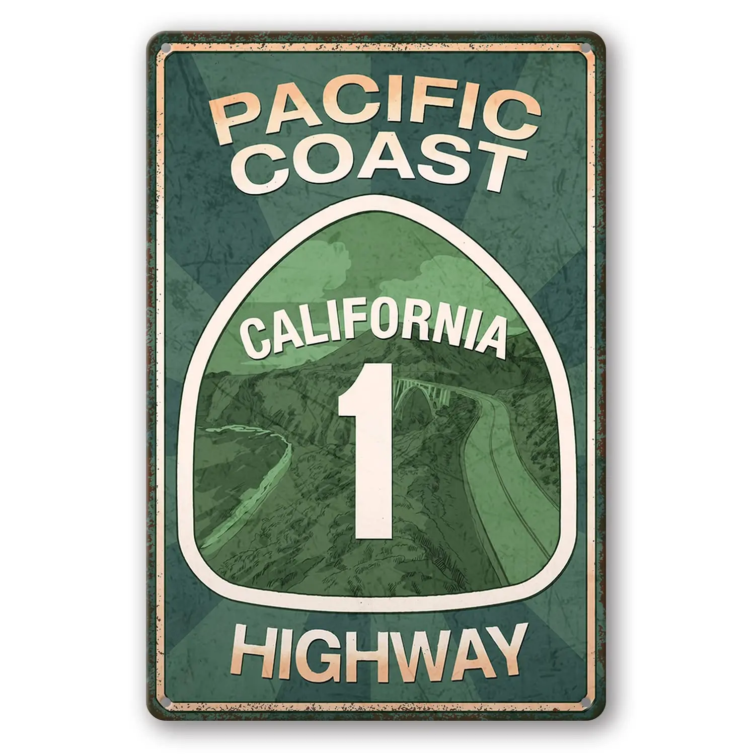 Vintage Metal Tin Sign Pacific Coast Highway Signs California Decor Abbey Street Road Sign Surf Tin Signs Summer Travel Gift 8x1