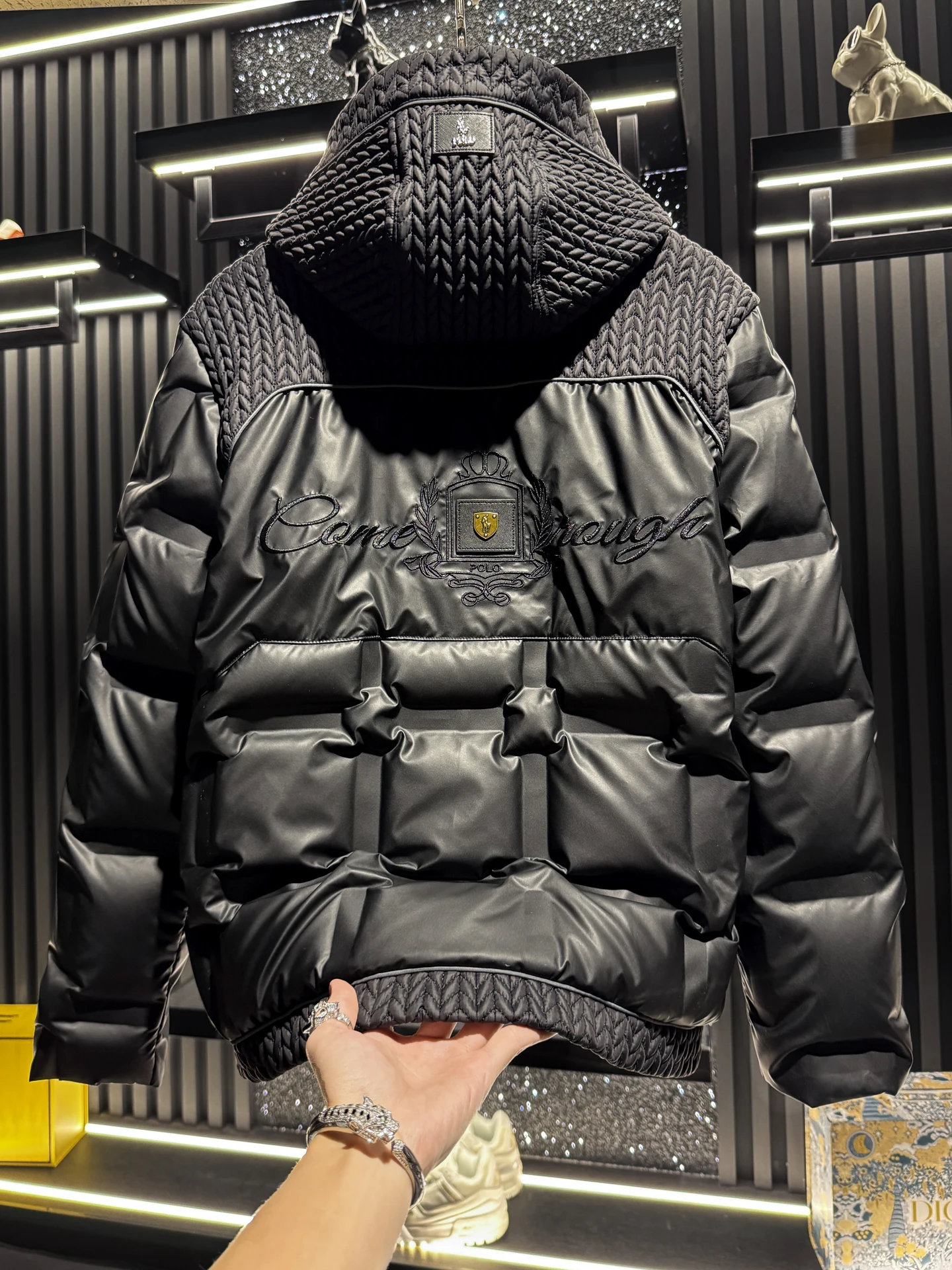 

Мужская утепленная зимняя куртка Ele с капюшоном, модный дизайн с пэчворком и узором «пшеничный колос», теплая верхняя одежда от люксового бренда