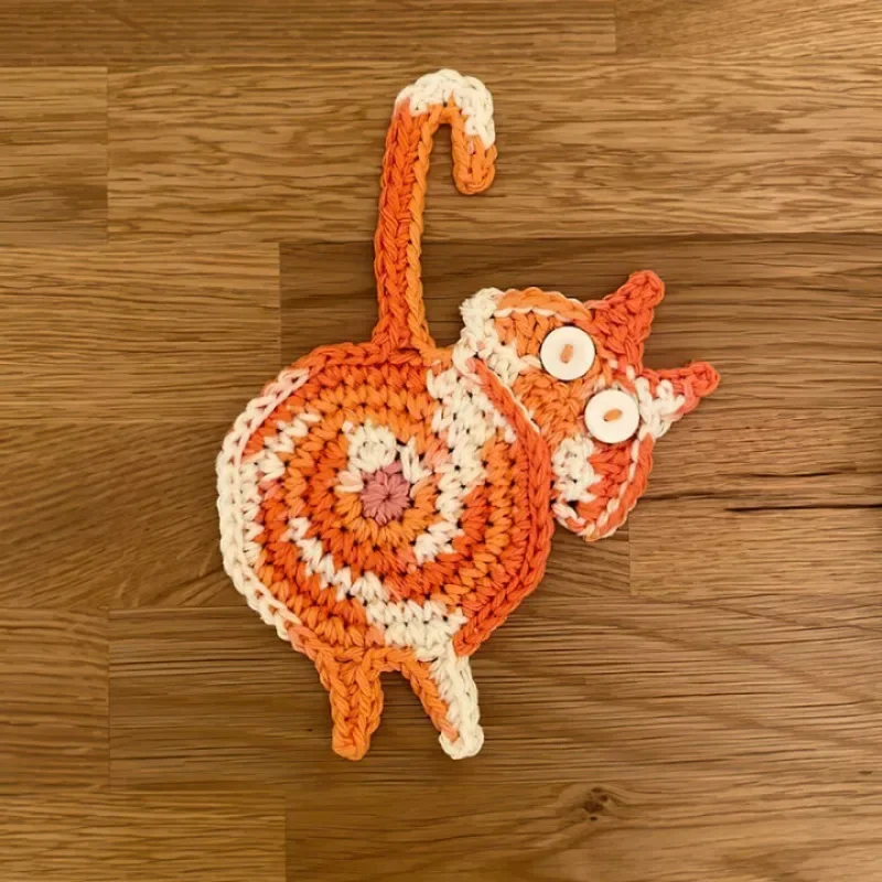 Cat Coasters Cotton Thread Hand Knit Home Table Coasters Supplies Tea Coaster Kitchen