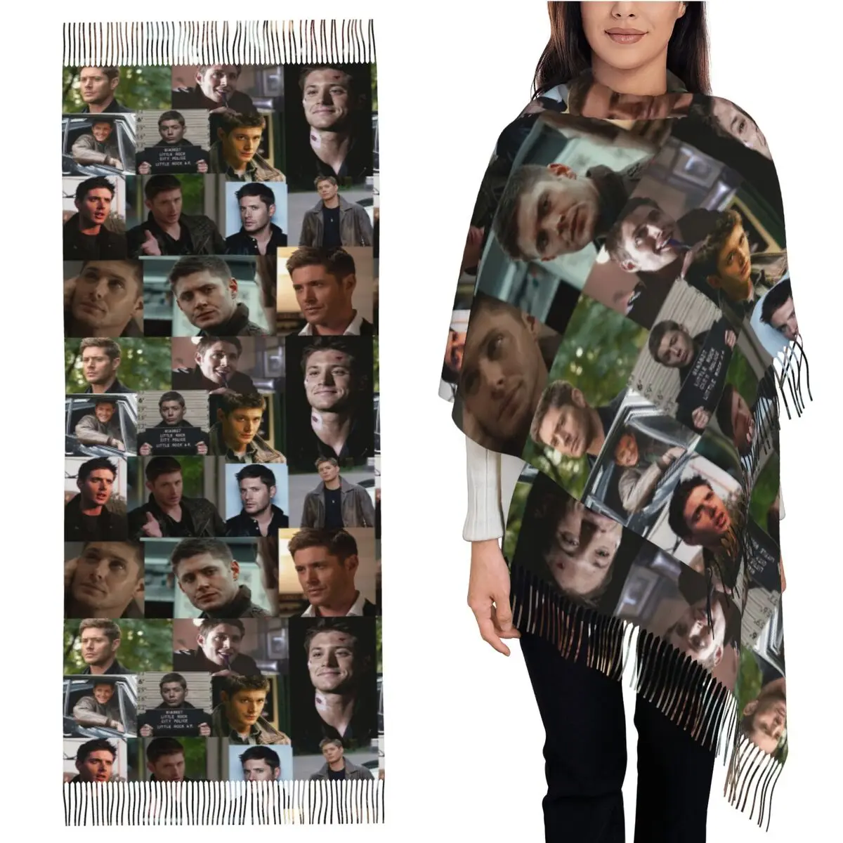 

Dean Winchester Scarf Tassel Scarves Women Soft Warm Shawls and Wraps Long Fall Winter Shawl Wrap