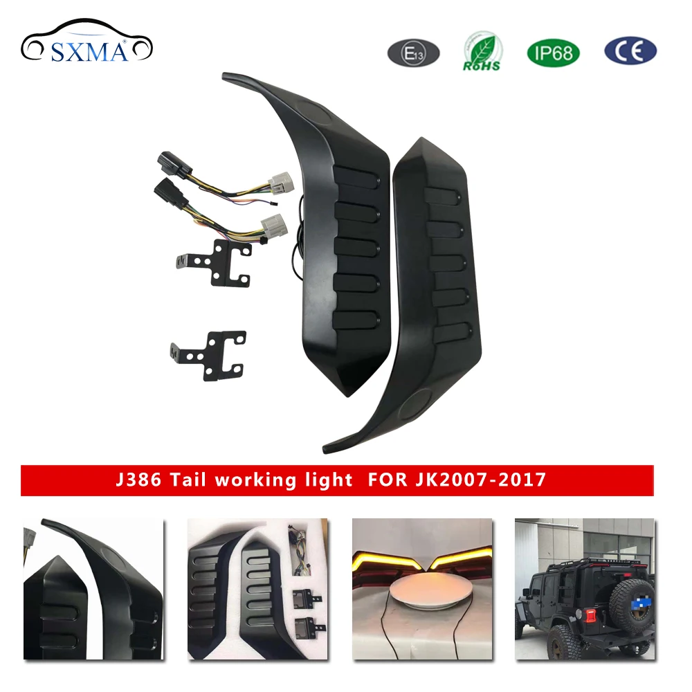 SXMA Rear Roof Tail Spoiler Tailplane Spoiler Wing with Turn Signal & Brake Light for Jeep Wrangler JK JKU 2007-2018 4X4 ATV SUV