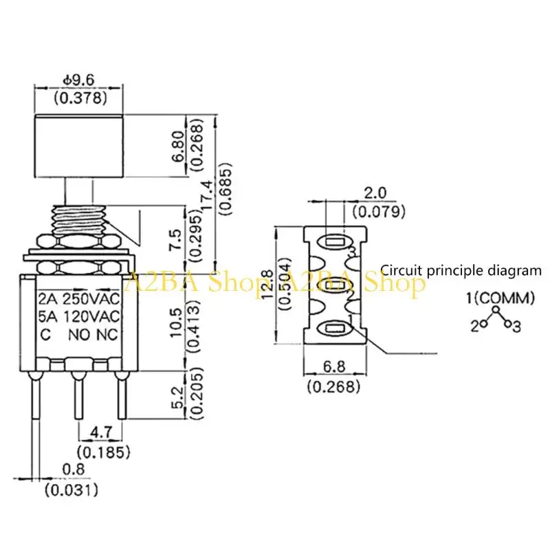 A2BA Industrial Momentary Switches PS102 3Pin 6Pin 250VAC 2Amp Instantly Response