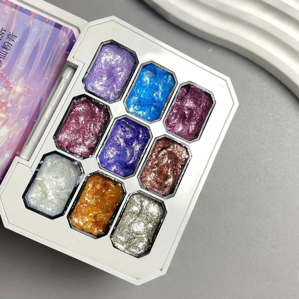 9Colors Bling Mud Solid Nail Pigment Aurora Fairy Powder Cream Opal Crystal Rubbing On Dust Chrome Iridescent Fine Glitter Decor