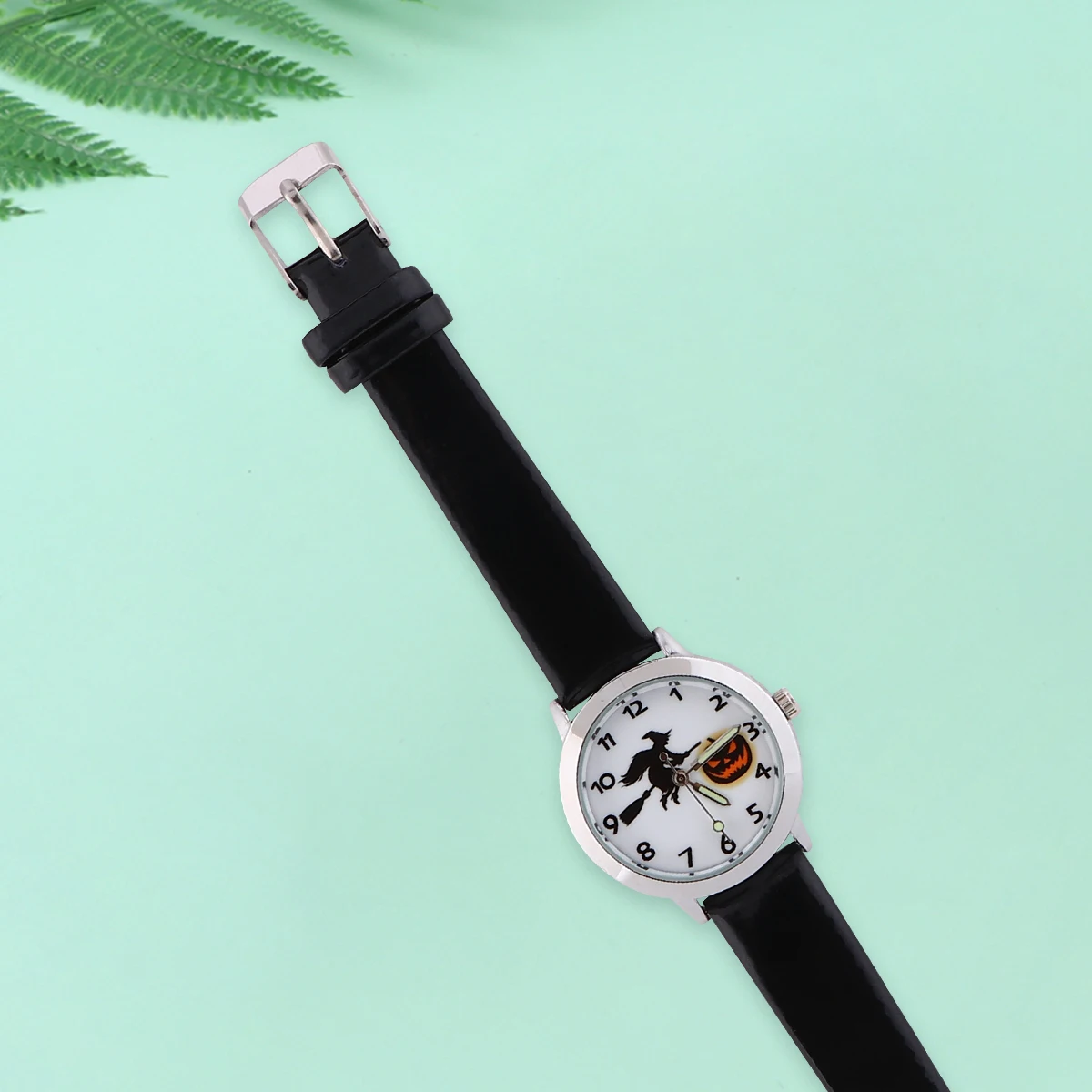 1pc Luminous Pointer Witch Pumpkin Lantern Quartz Watch For Kids Durable Safe Design Clear Numbers Long Lasting Creative Pattern