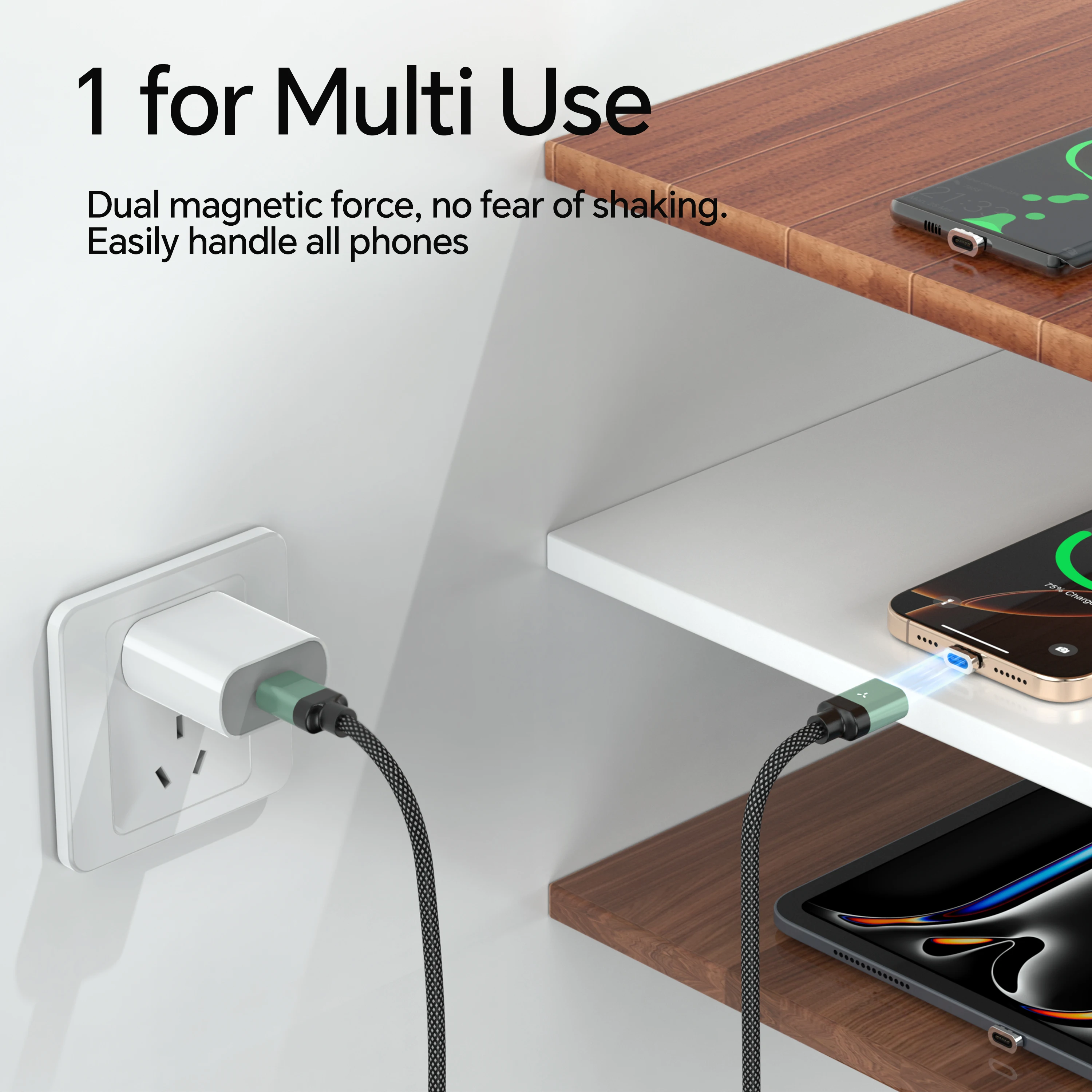 100W Magnetic USB Type C Cable 5A Fast Charging Cord for Xiaomi Samsung IPhone-Universal Mobile Phone Charger Cable
