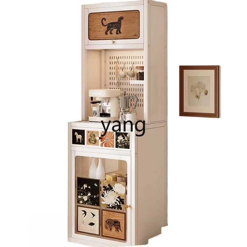 LHH cream wind stainless steel sweeping robot rack wrought iron ultra-thin side cabinet