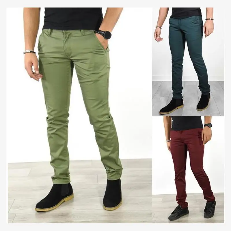 

Busin Casual Men's Straight Leg Pants Pure Color Cargo Trousers Youthful Vitali Sle All Season Wear Workwear
