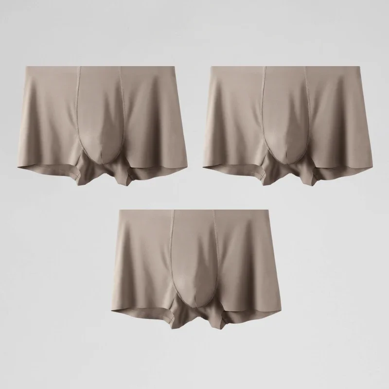 

3PCS Modal underwear men's ice silk boxers summer thin breathable and seamless boxer shorts head