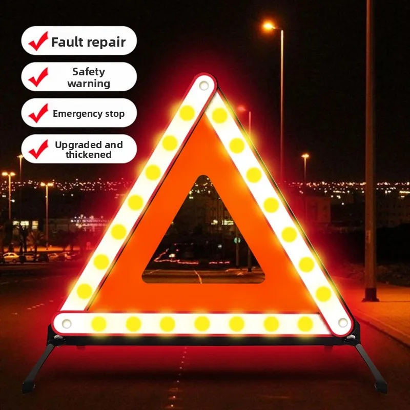 Car Warning Triangle Reflective Tripod Sign for Vehicle Annual Inspection Emergency Breakdown Accident Parking Safety Warning