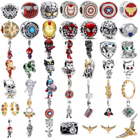 Miniso Disney 925 Sterling Silver Diy Charm Fit Original Pendant Hero Man Bracelet Movie Anime Character Spider Man Charm Beads