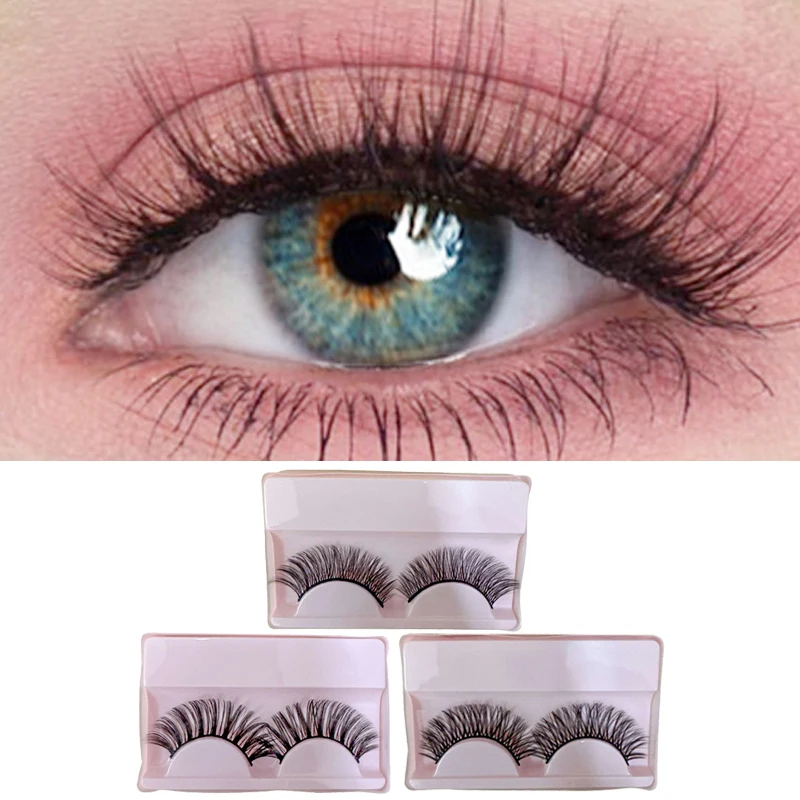 1Pair Cat Eye Lashes Faux Mink Eyelashes Natural Long Manga Lashes Winged End Eye Elongated Eyelashes Fake Lashes Makeup Tools