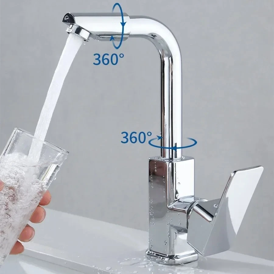 

Хромированные смесители для раковины, кран для горячей и холодной воды, смеситель для ванной комнаты, латунный сплав, кран для унитаза на столешнице 360° ° Вращающийся смеситель для полоскания рта