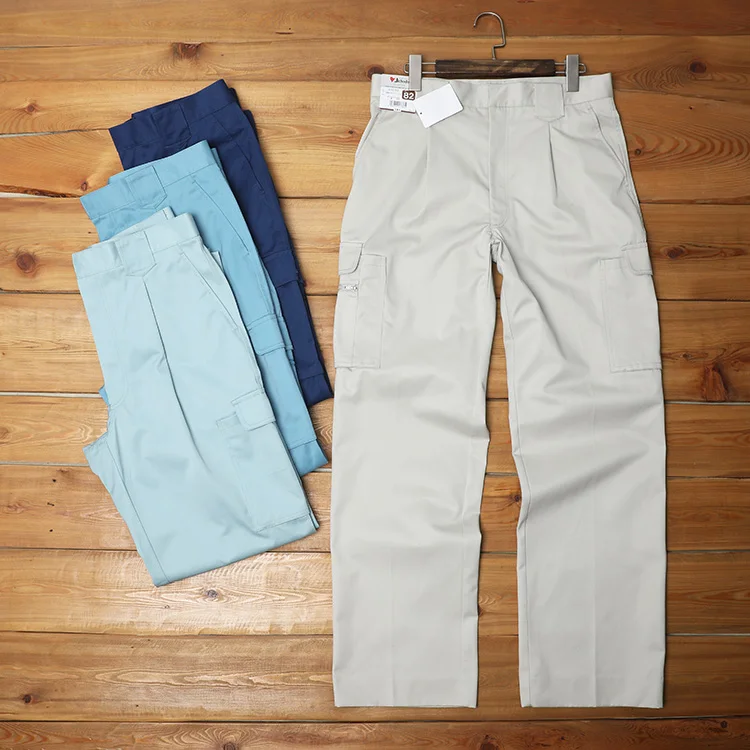 

Retro Hong Kong Sle Men's Workwear Jaet Outerwear Spring Autumn Multi-ket Long Pants Work orm Cotton Blend Fabric