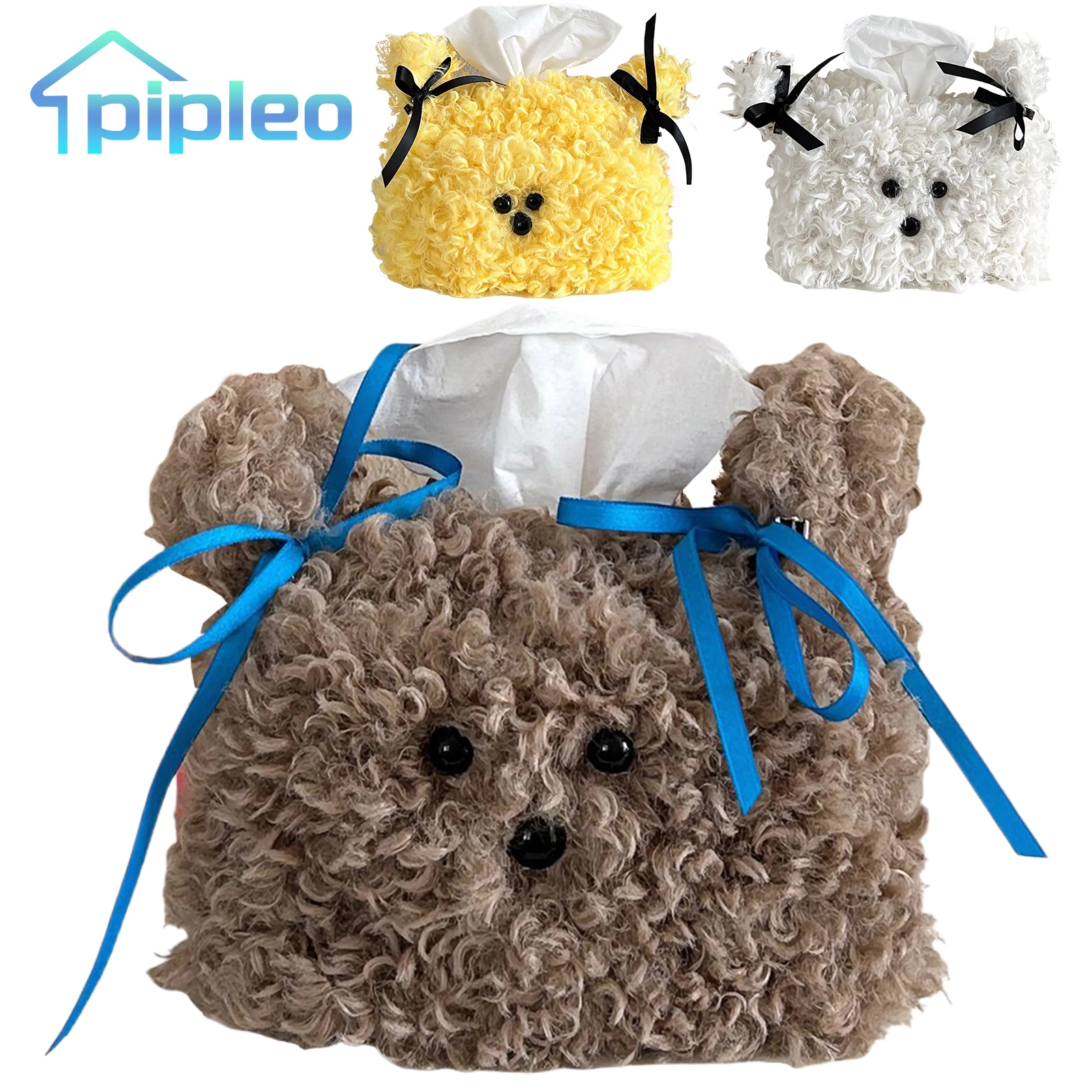 Cute Plush Puppy Tissue Box Car Home Kawaii Plush Tissue Boxes Removable Tissue Storage Container Desktop Paper Organizer New