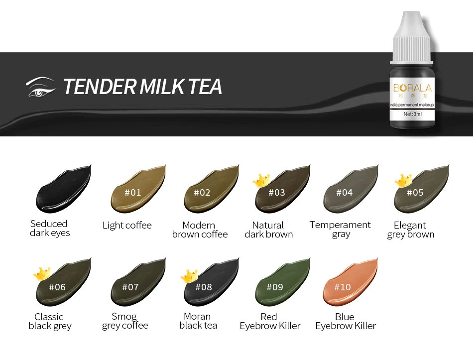 Borala 26 Farben Permanent Make-up Pigment Lippen-Tattoo-Tinten Vegane Augenbrauen Microblading Pigmente 3ml Körperkunst-Tinte für PMU-Künstler – Detail 9