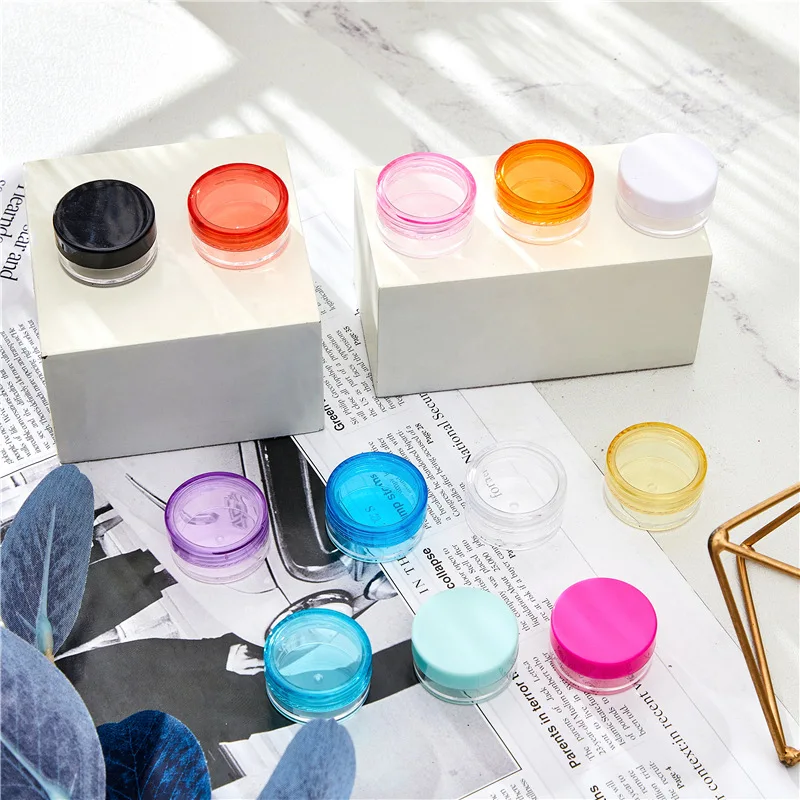 100pcs/lot Multi-color Translucent Round Cream Box Jar 5g Sample Vials Empty Cosmetic Bottle