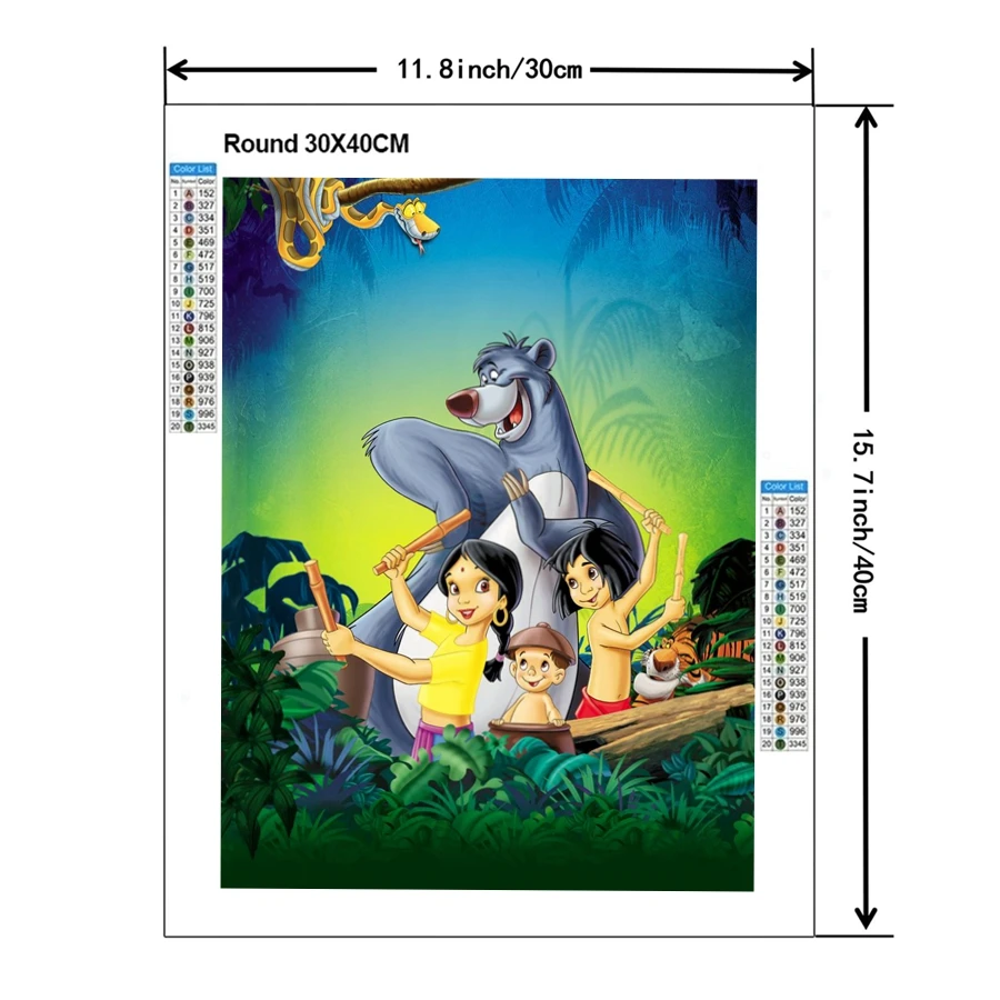 The Jungles Book Disney Movie 5d Diy Diamond Painting Classical Mowgli And Baloo Bagheera Cartoon Cross Stitch Home Decor Gift