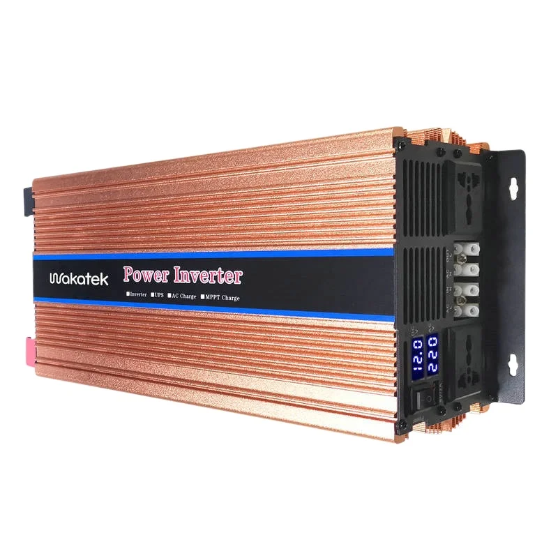 WAKATEK 5000w Factory Price Off Grid Modify Sine Wave Inverter 48v 60V 72V To 220vdc 230V Solar Inverter With Battery Clip Cable