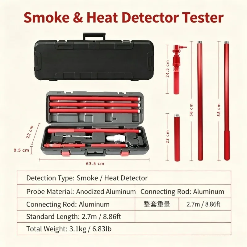 Auto Induction 2 In 1 Smoke & Heat Detector Tester Portable Fire Smoke Test Stick Fire Alarm Detector Testing Equipment