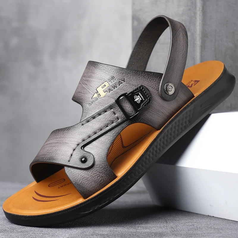 

2025 Summer Beach Shoes Men's Trendy New Dual Use Soft Bottom Anti Slip Casual Cool Shoes Men's Outerwear Casual Slippers