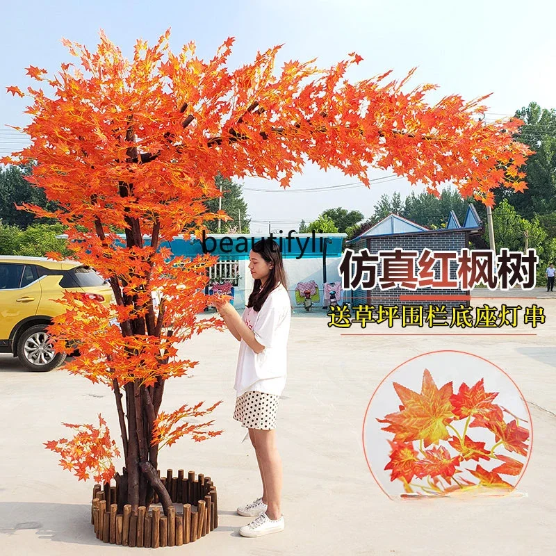 Simulated red maple modeling tree Large landscape tree Interior decoration Encrypted shopping mall real estate decoration