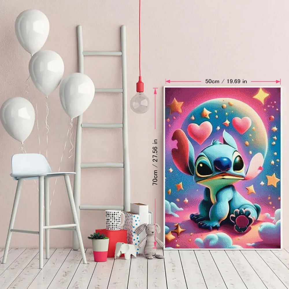 Disney lukisan berlian Stitch gambar Mickey bulan AB bor berlian mosaik Kit jahit silang kartun berlian imitasi seni dekorasi rumah