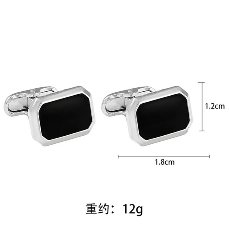Classic Black Cufflinks for Men Simple Style Square Shape Enameled Sleeve Button High End Alloy Formal Dress Shirt Cuff Links