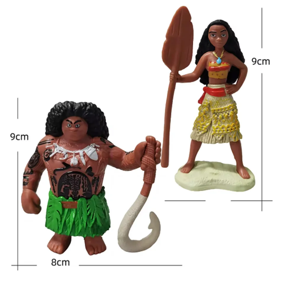 6/10 unids/set 6-12cm princesa Maui jefe Tui Tala Heihei Pua figura de acción Brinquedo juguetes para niños regalo de Año Nuevo 3 vendido