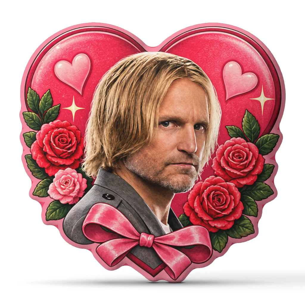 2D Flat Haymitch Abernathy Heart Shaped Plush Pillow Sunrise on the Reaping Fan Cushion Romantic Throw Pillow Home Decor Sofa