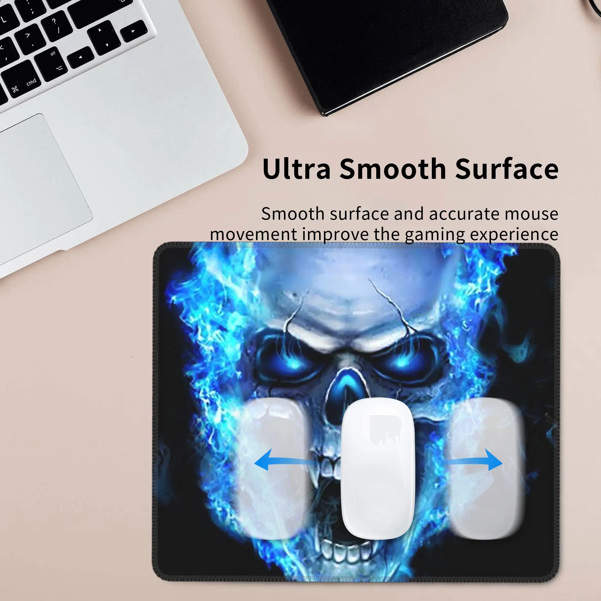 Skull Bone Skeleton Blue Fire Skull Mouse Pad Computer Keyboard Mouse Mat Gamer PC Laptop Desk Mat Office Accessories Table Mats