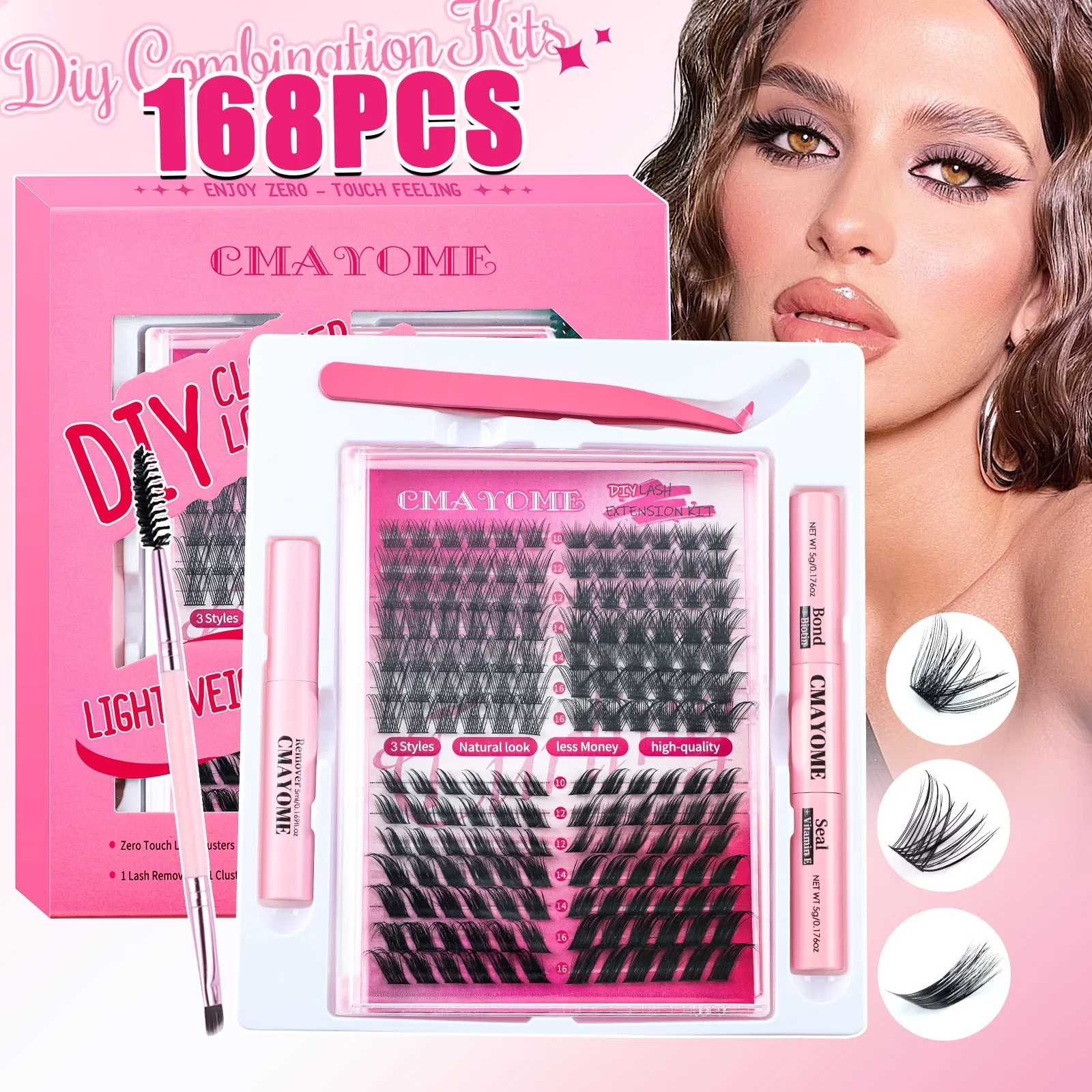 Segmented Large-capacity False Eyelashes Thick Curly Fox Natural Mixed Tufted Eyelash Set Lashes