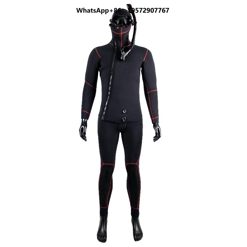 Men's  Long-sleeved Conjoined Diving Suit 5mm Material Compound Nylon Cloth Side Zipper