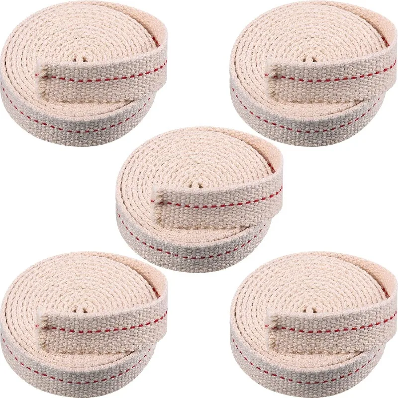 

5 Rolls Oil Lamp Wicks Flat Oil Lanterns Wicks with Stitch for Oil Lamps and Candle Burners, 30 Feet -Red-7/8 Inch(22mm)