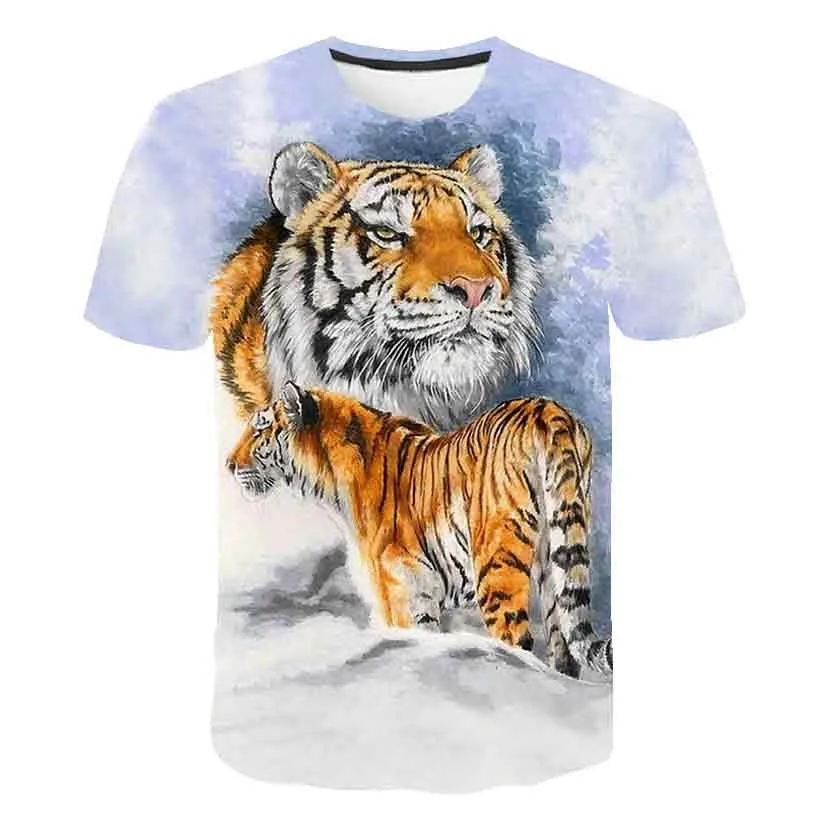 New Tiger 3d Printing Men Ladies Kids T Shirts Funny Fashion Cool Animal Print Top Breathable Lightweight Summer Short Sleeves