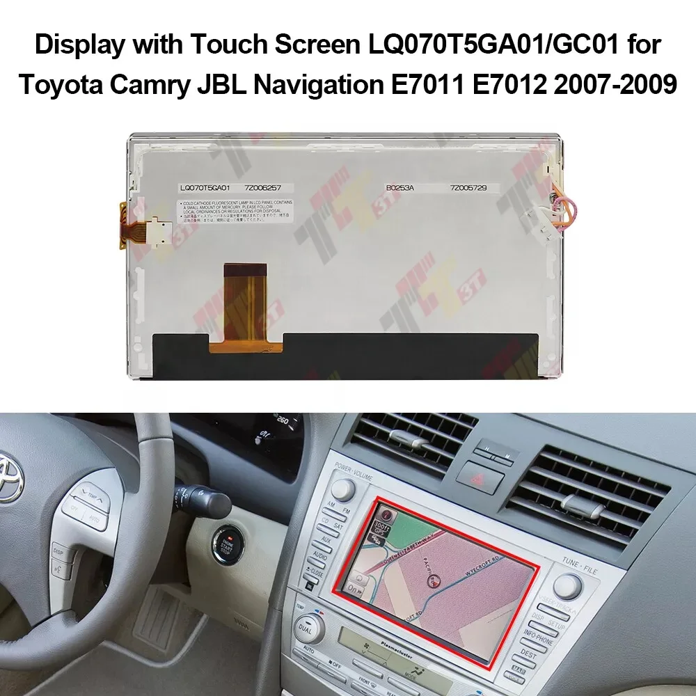 Dashboard Display with Touch Screen LQ070T5GA01/GC01 for Toyota Camry JBL E7011 E7012 Navi