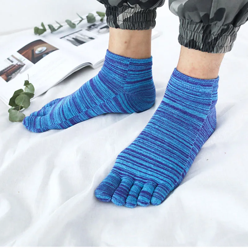 5 Pairs Men Boys Harajuku Casual Socks with Toes Japanese Style Colorful Cotton Sweaty Breathable Short Tube 5 Finger Mans Socks