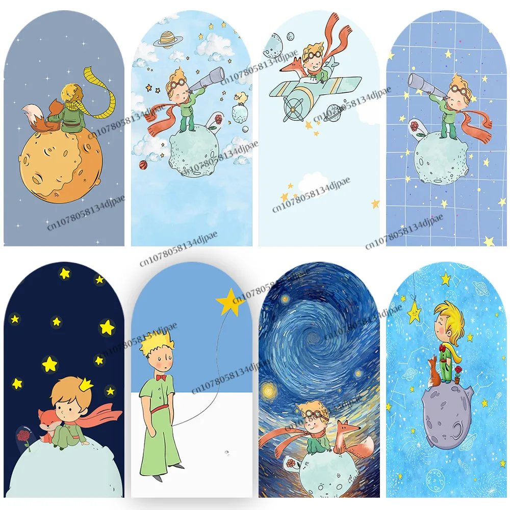 

Маленький принц и роза Луна фон арка крышка синий детский душ мальчик день рождения самолет лиса роза луна баннер украшение