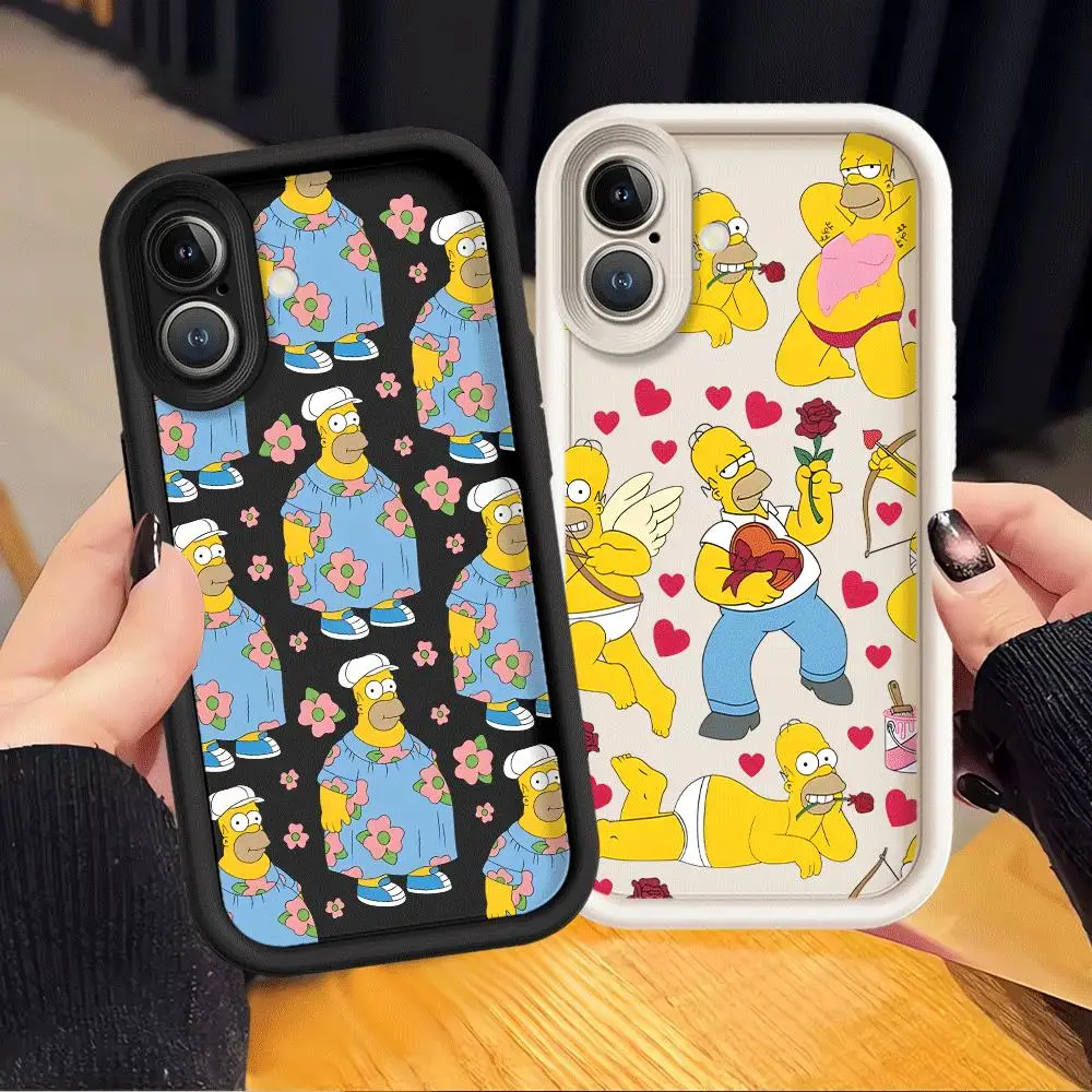 Capa de telefone para iphone 17 15 plus 16e 12 13 14 11 air 16 pro max capa macia os simpsons engraçado homer