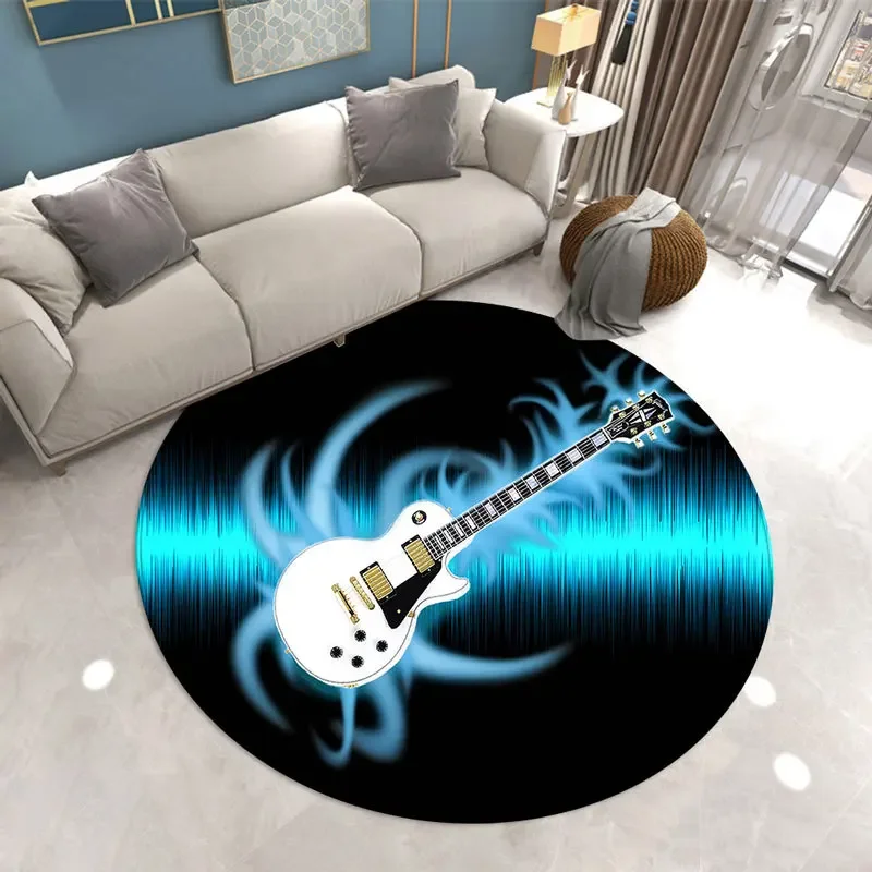 3D Vinyl Record Print Soft Round Music Note Carpets For Home Living Room Decor Bedroom Non-slip Area Rugs Basket Chair Floor Mat