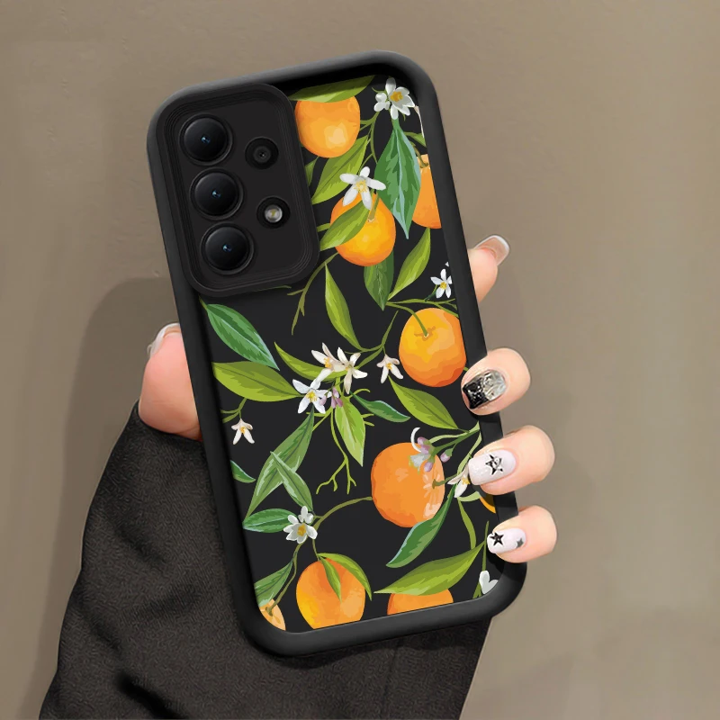 حافظة لهاتف سامسونج جالاكسي A07 A22 A12 A51 A71 A21S A31 A06 A05 A05S A04E A04S A03 Core A32 زهرة ناعمة برتقالية أناناس كابا #4