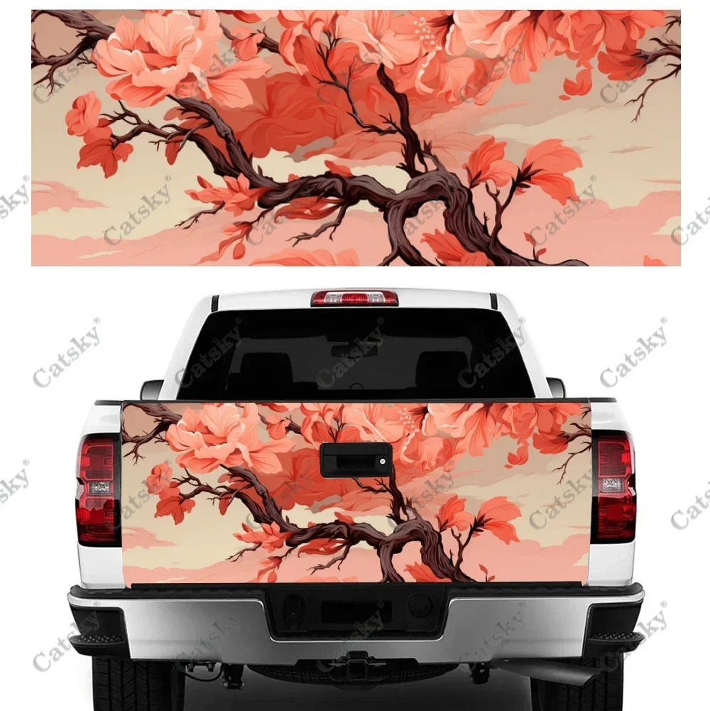 Chinese Plum Blossom Truck Tailgate Wrap Professional Grade Material Universal Fit for Full Size Trucks Weatherproof