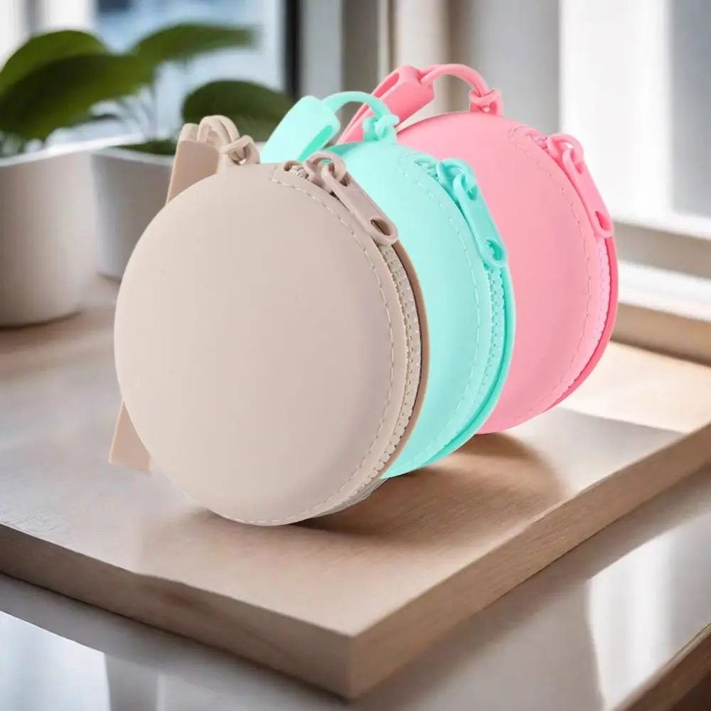 New Silicone Coin Purse Waterproof Zipper Earphone Bag Solid Color Small Item Bag Women Girls
