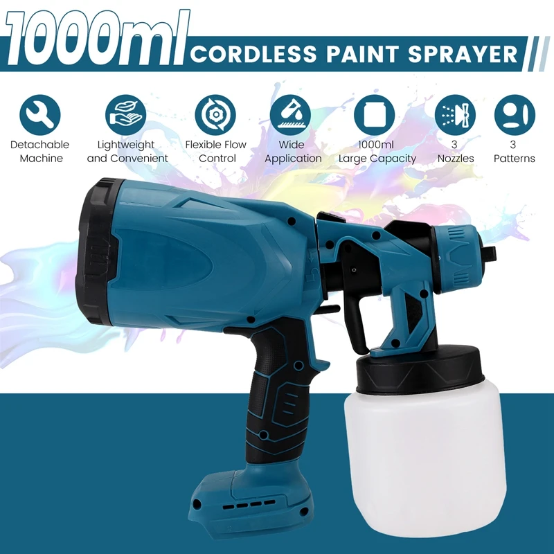 Strumento di spruzzo elettrico senza fili Disinfezione domestica portatile Spruzzatore di vernice con manopola facile da regolare per batteria 18V Makita