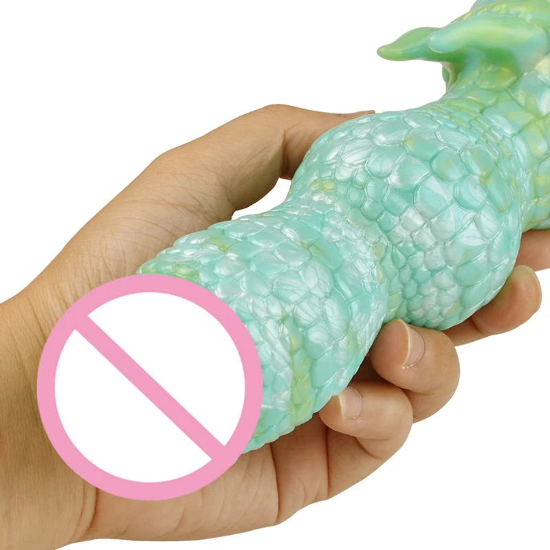 18.3*5.6cm Fantasy Dragon Scaly Dog Dildo Glow in Dark G Spot Dick Women Masturbator Adult Sex Toys for Pussy Anal Masturbation - view 3